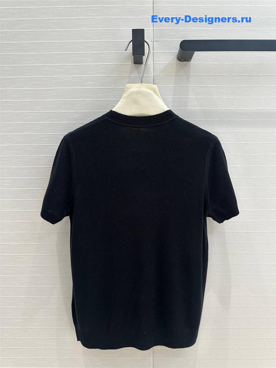 H**me5 hollow knit short-sleeved top