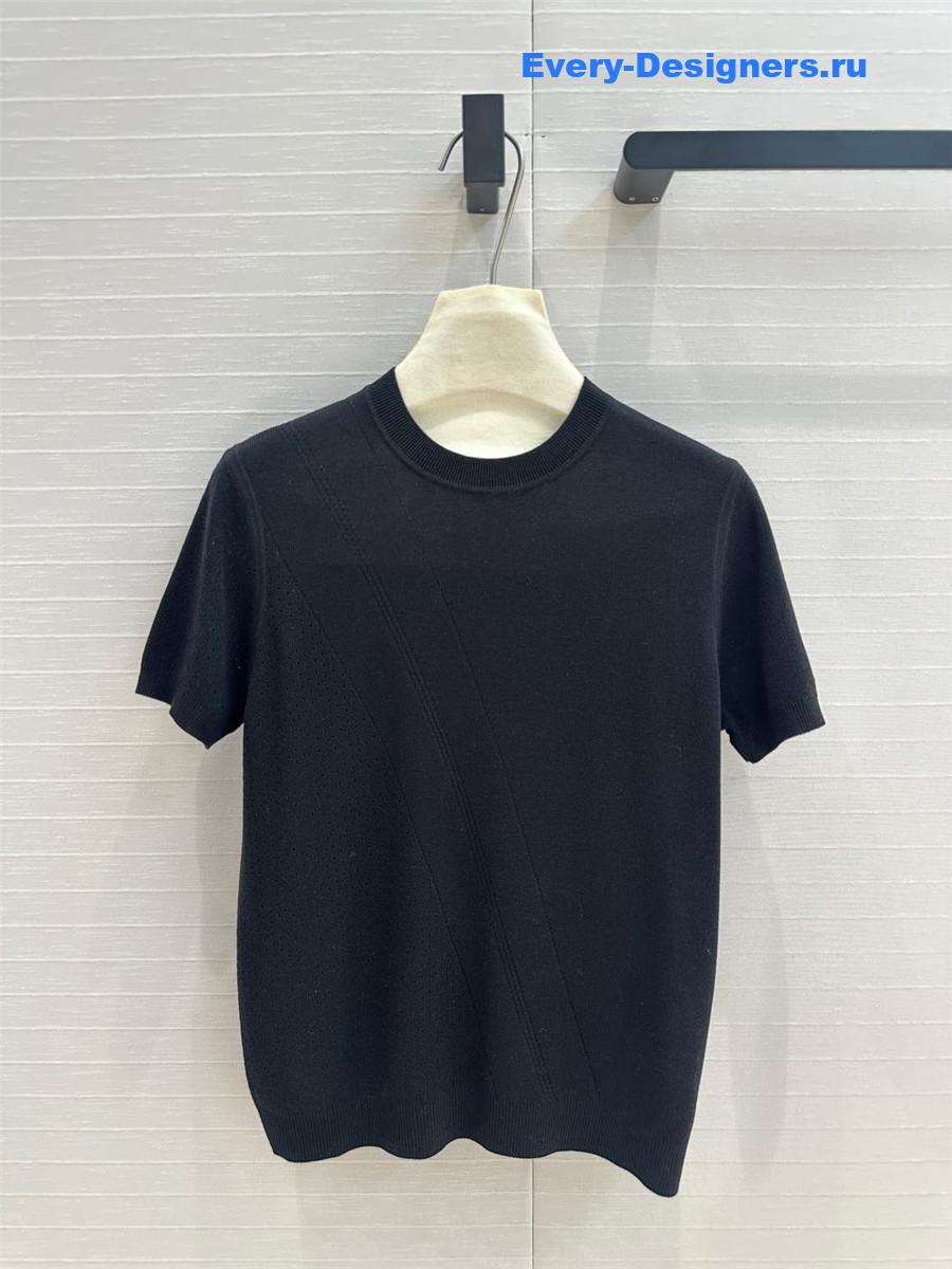 H**me5 hollow knit short-sleeved top