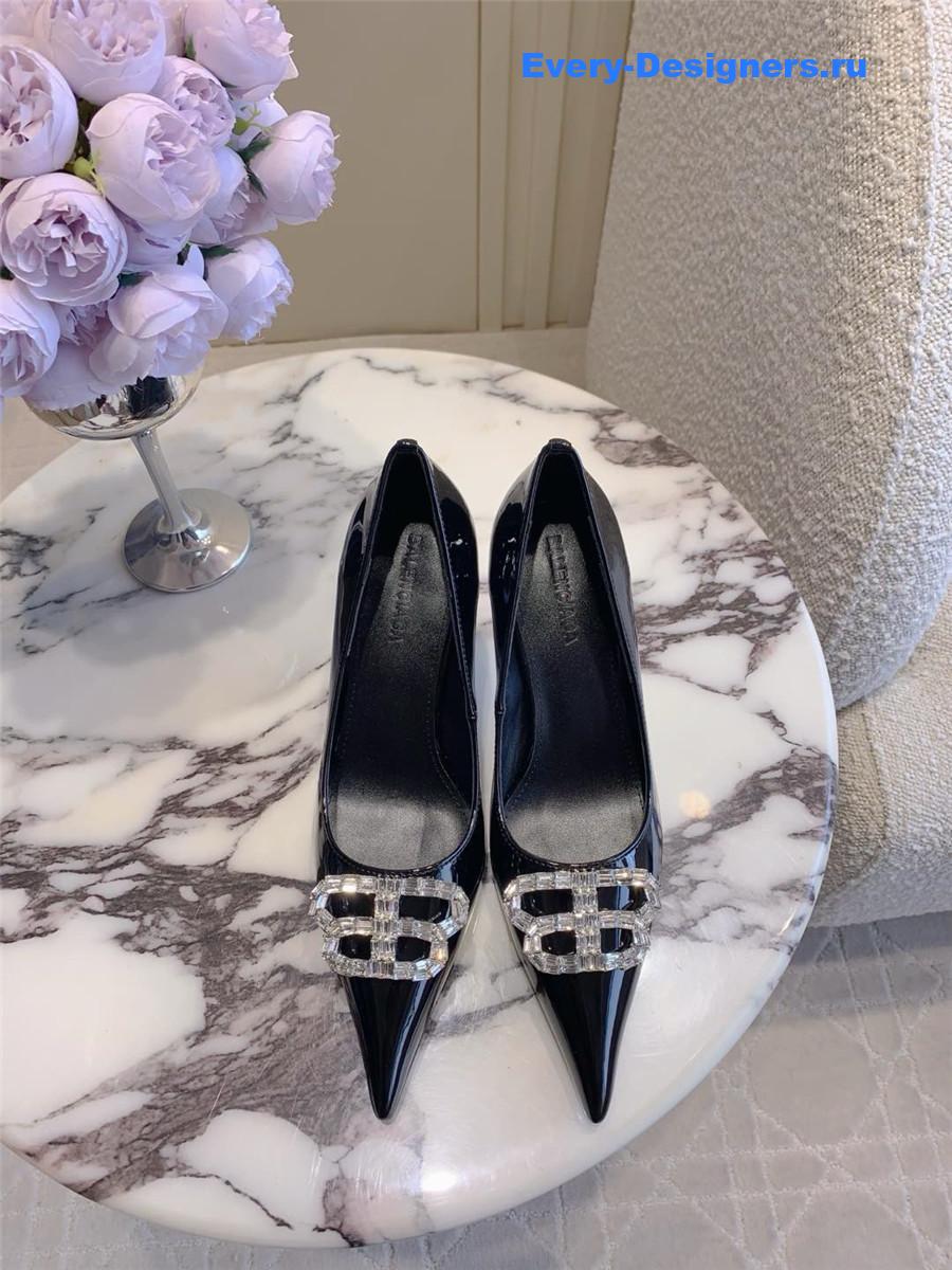 Ba1en*iaga black rhinestone pumps