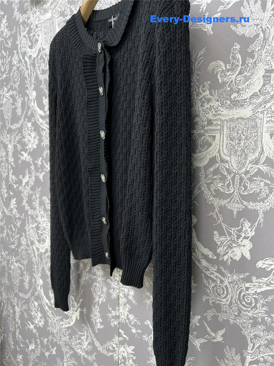 Ch**el black lace knit cardigan