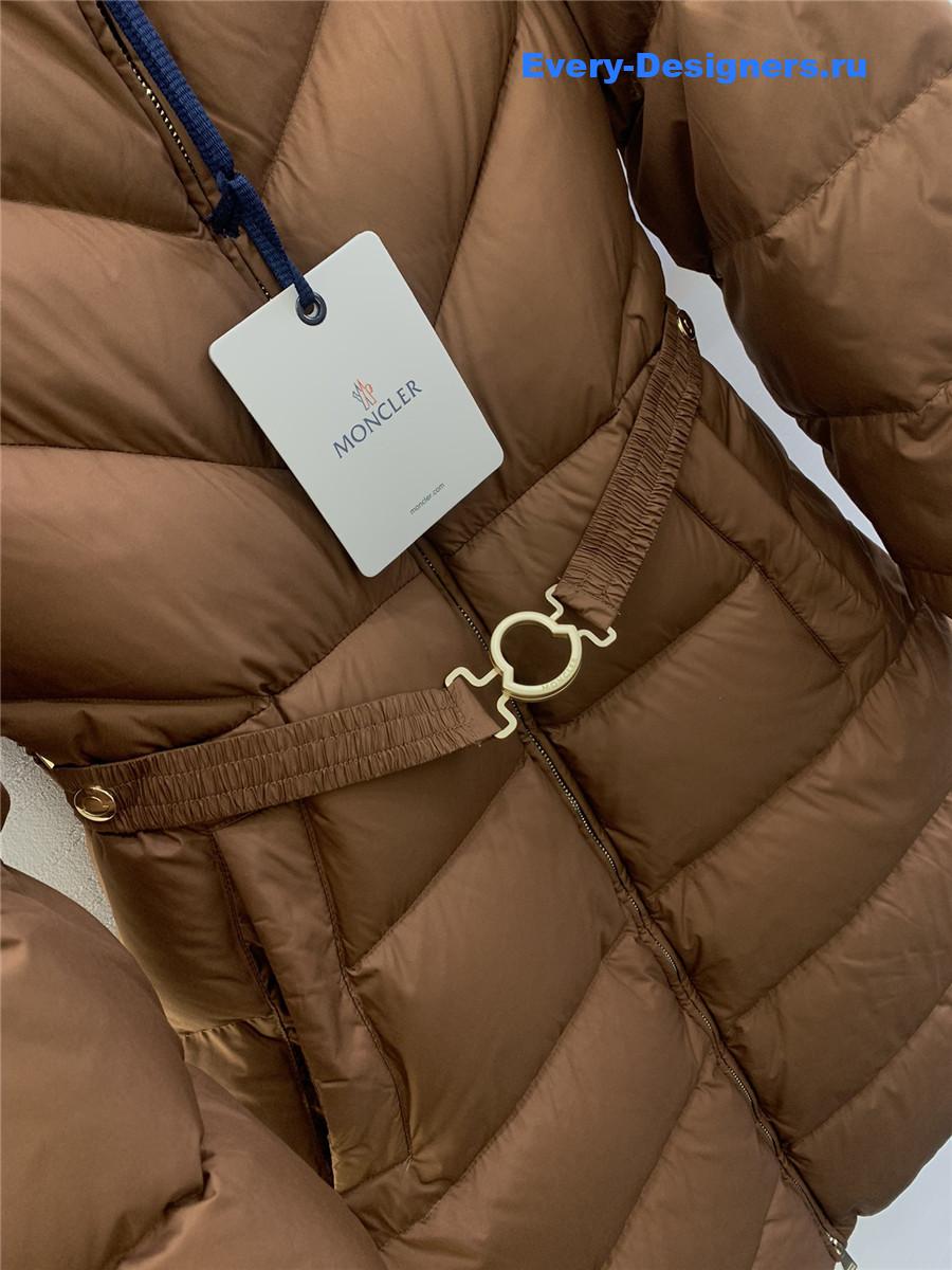 Moncler Women Brou Belted Down Coat in Beige