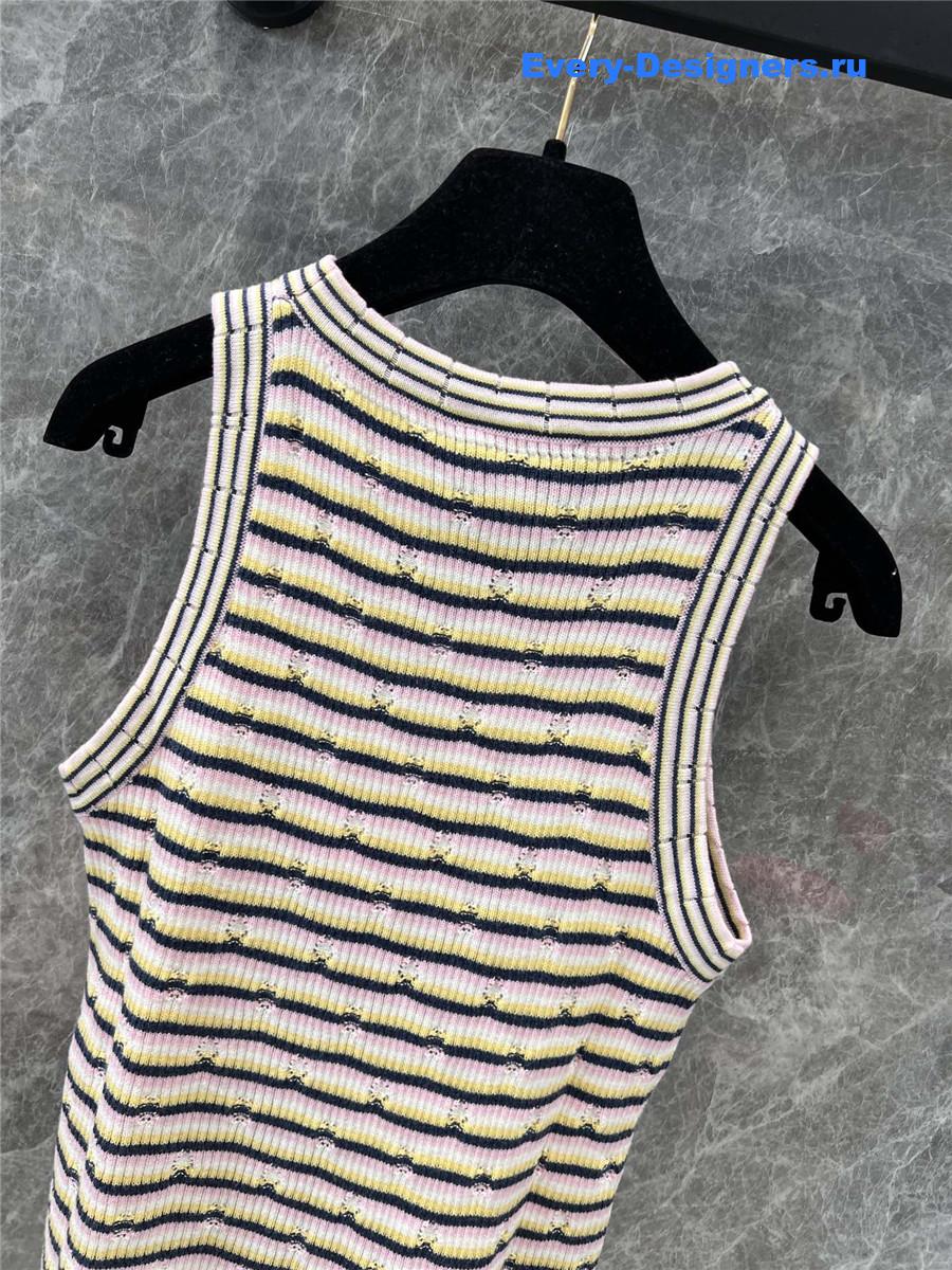 Ch**el logo striped knit vest