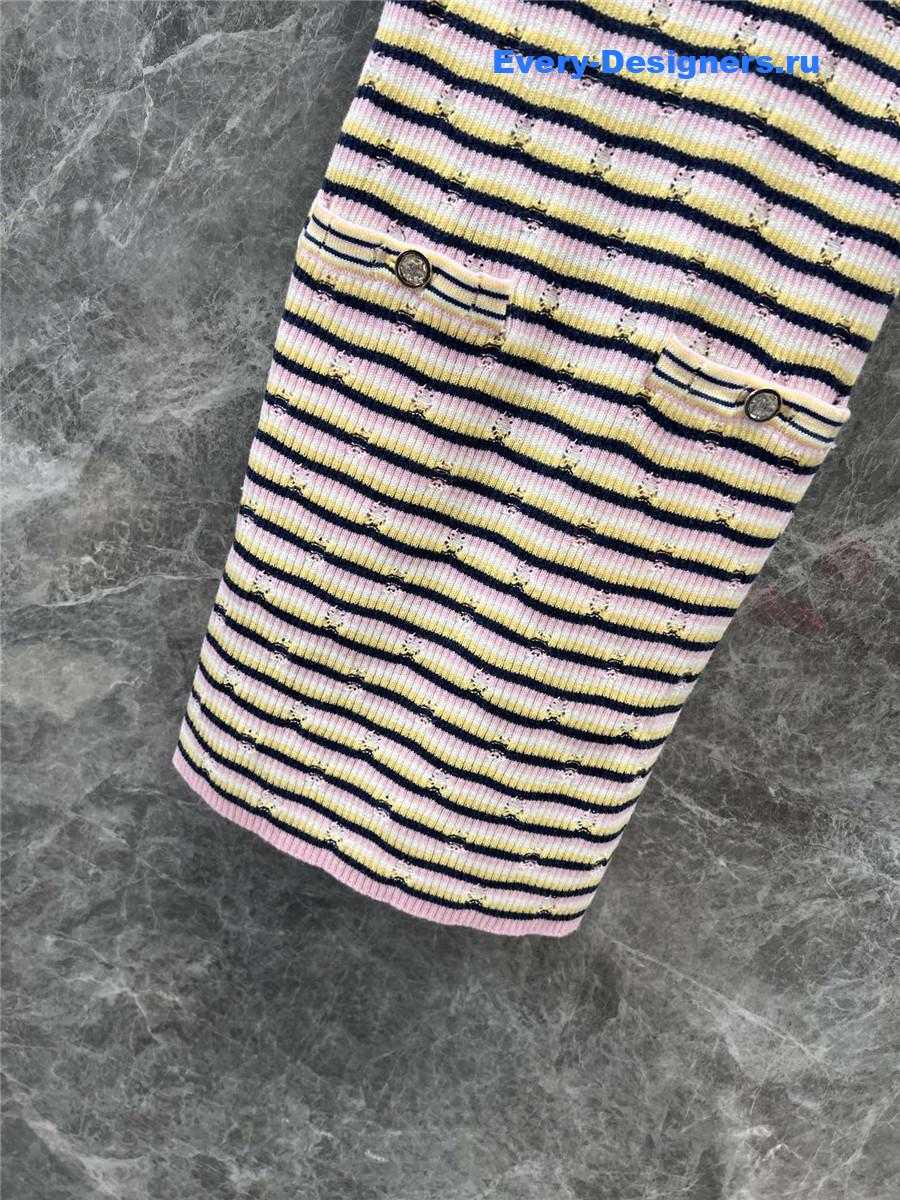 Ch**el logo striped knitted vest dress
