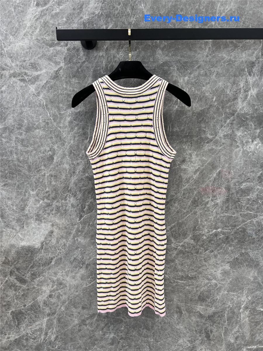 Ch**el logo striped knitted vest dress