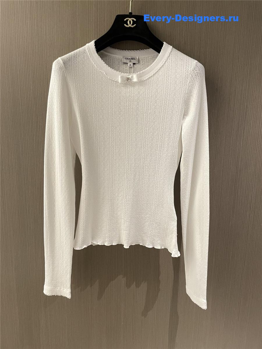 Ch**el butterfly print long sleeve top white