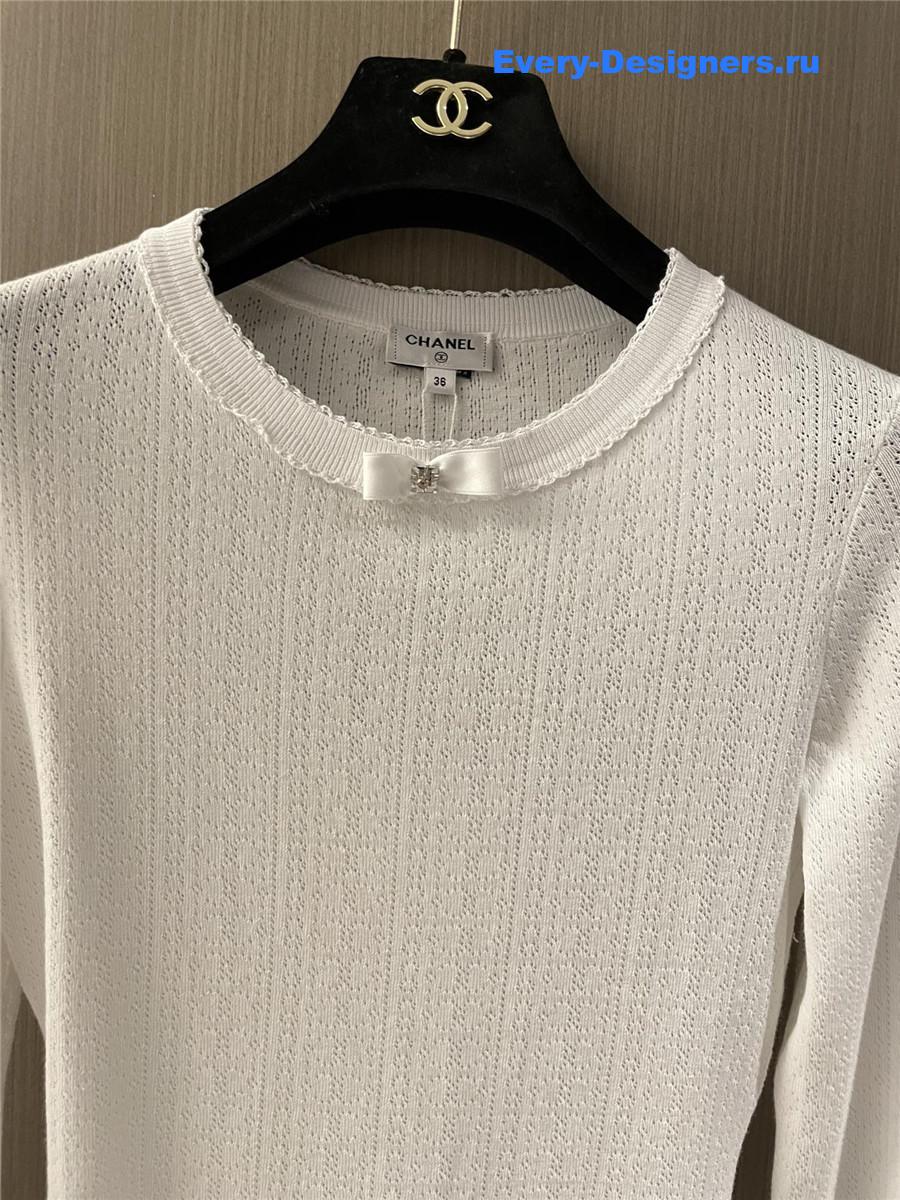 Ch**el butterfly print long sleeve top white
