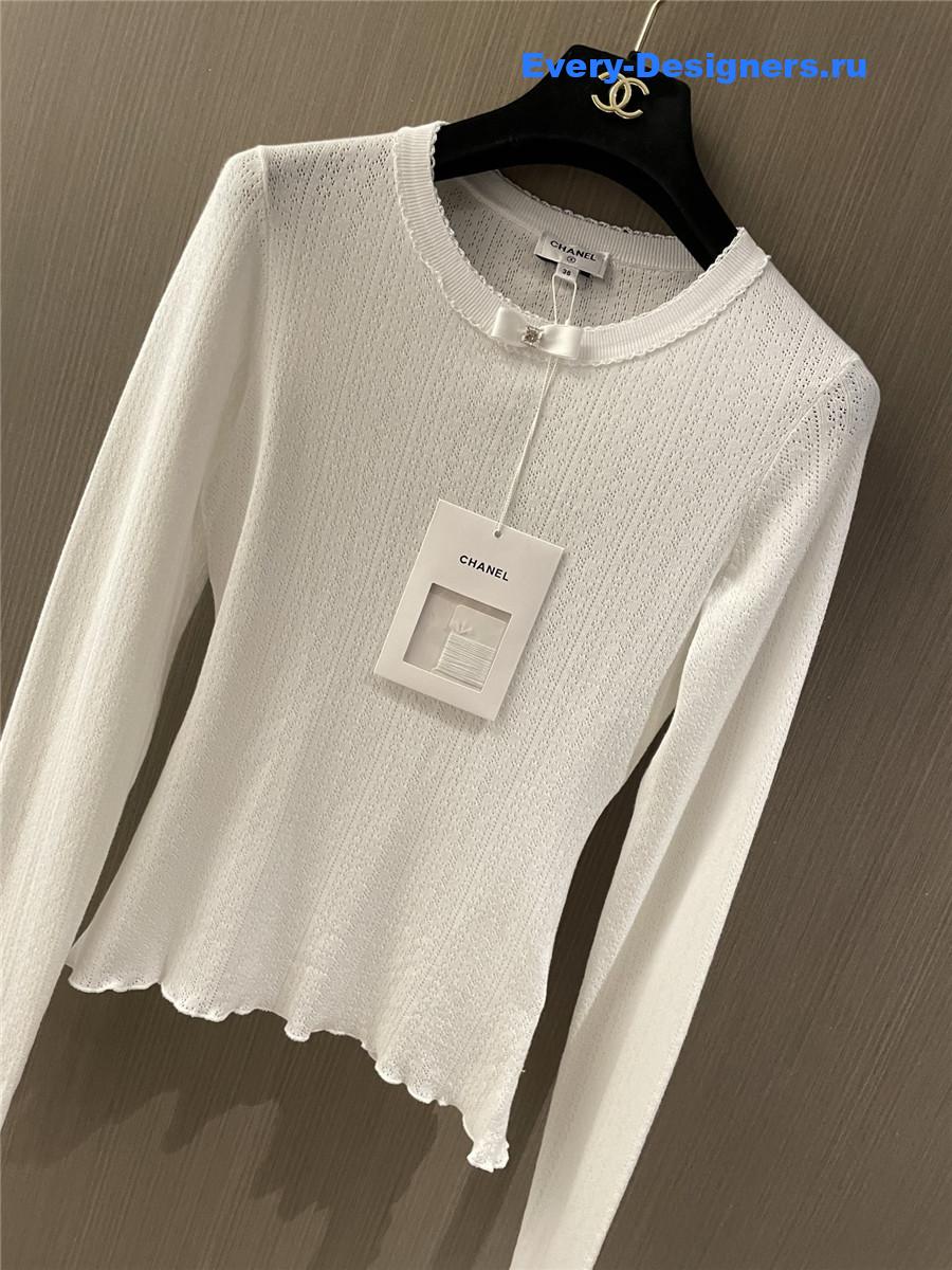 Ch**el butterfly print long sleeve top white