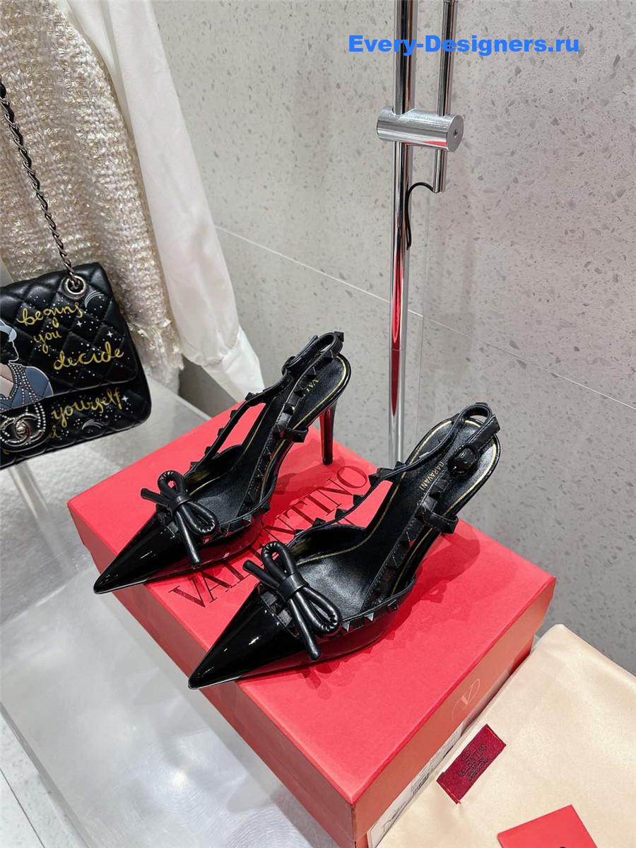 Va1e*ntin0 rockstud bow slingback pump in patent leather