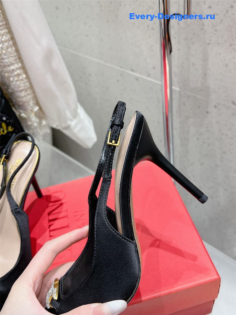 Va1e*ntin0 garavani vlogo satin slingback pumps black