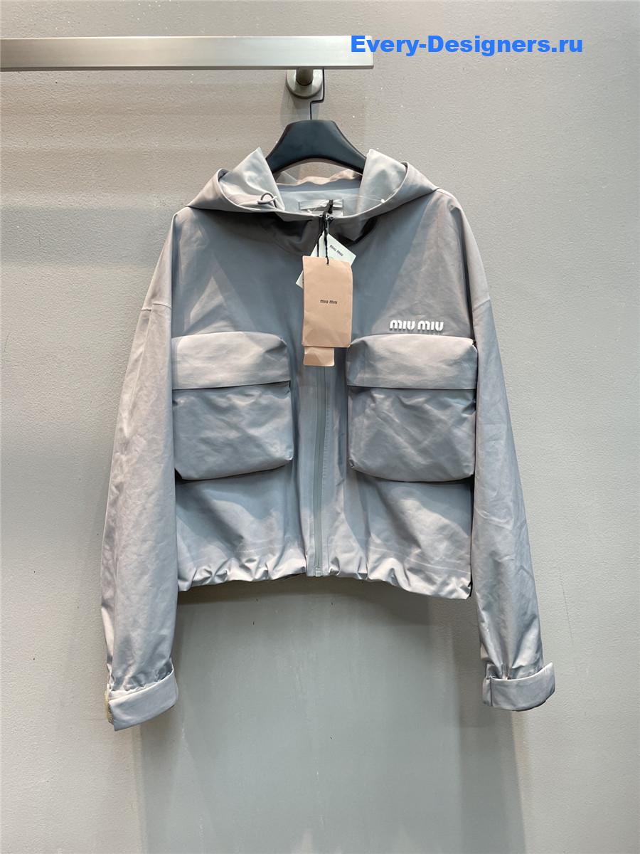 Miu Miu Technical Canvas Jacket in Grey