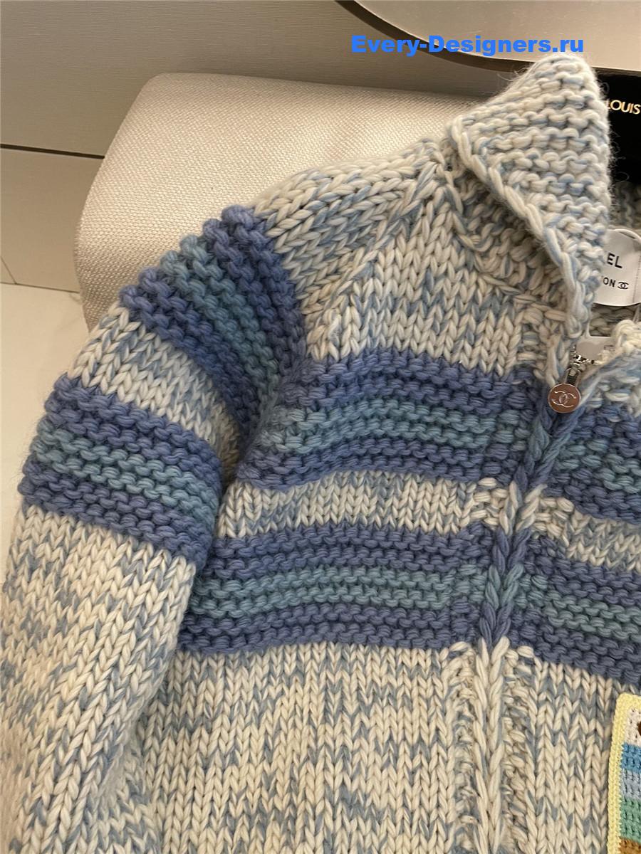Ch**el women striped contrast knit cardigan