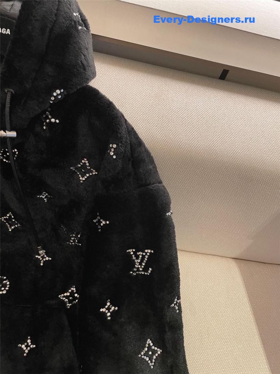 l0vis Vvtt0n logo rhinestone zip-up hooded jacket