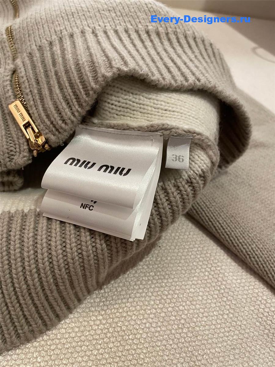 Miu Miu Cashmere Knitted Jacket with Zip-Up Collar