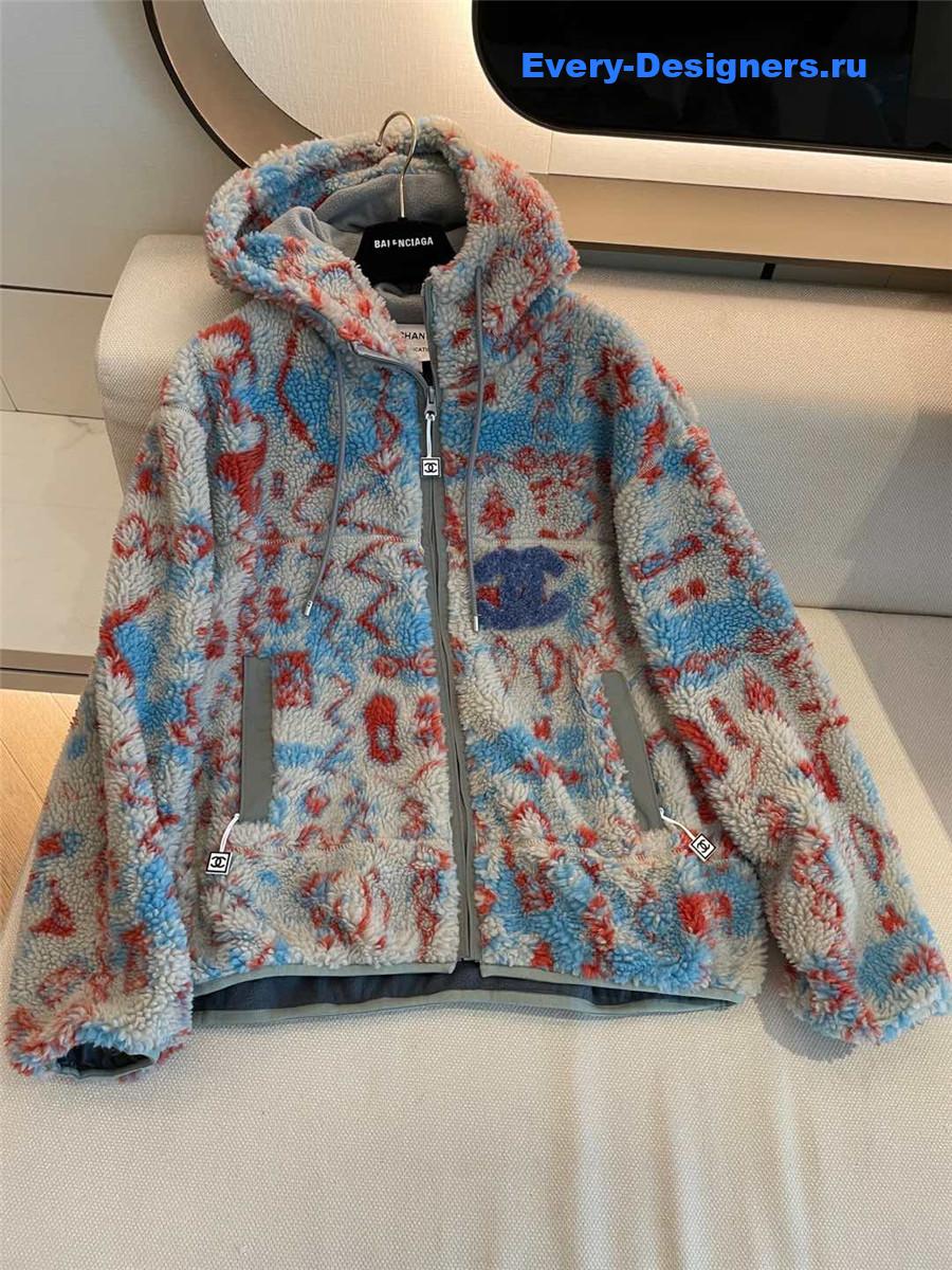 Ch**el camouflage fleece jacket