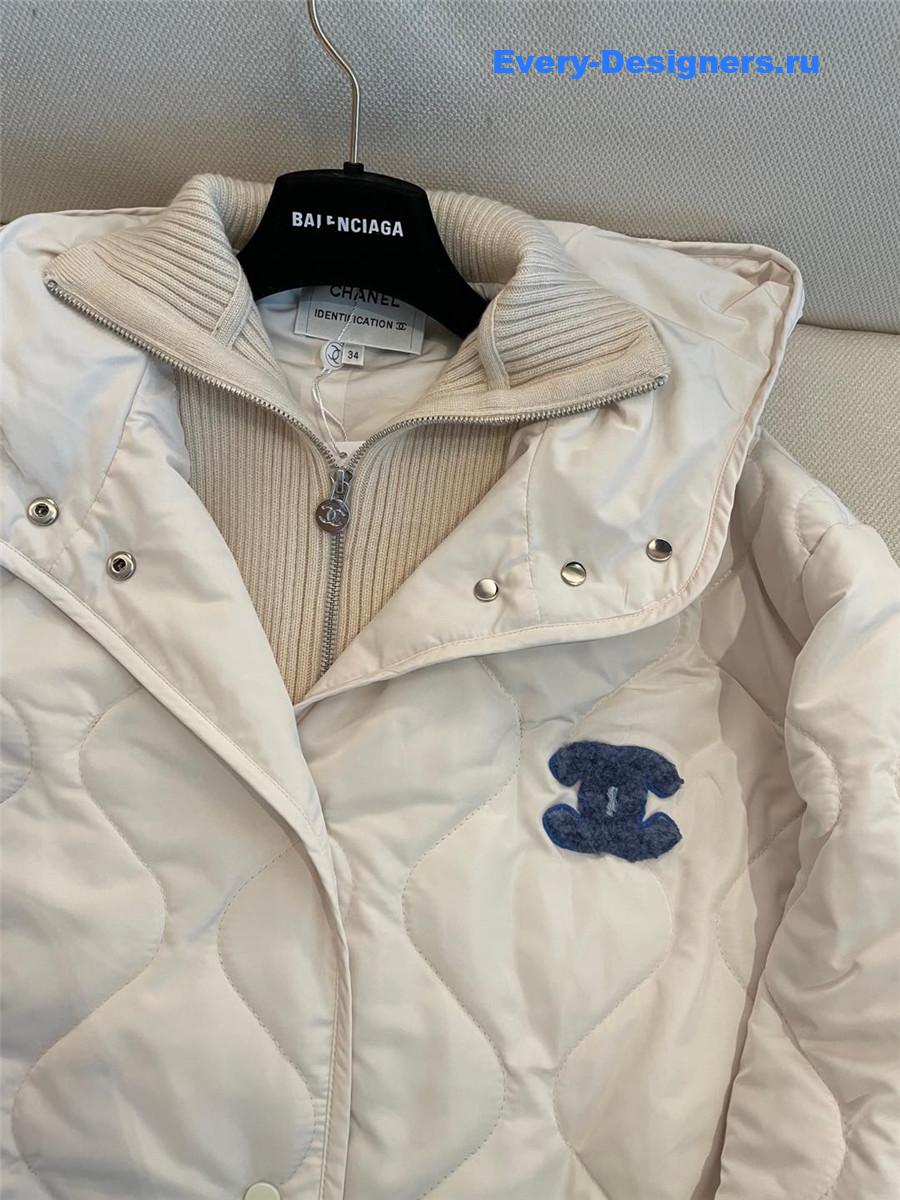 Ch**el knitted stand collar zipper cotton jacket