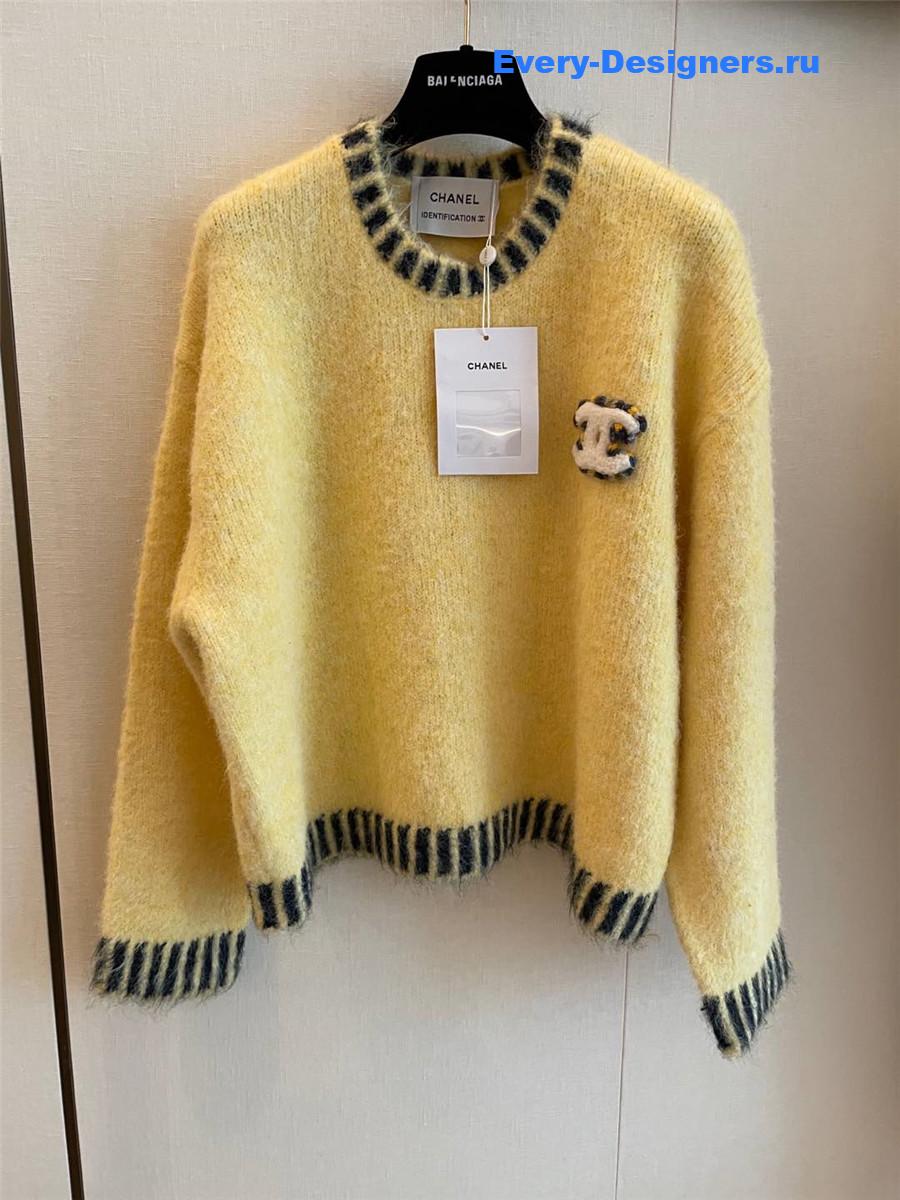 Ch**el mohair crew neck yellow sweater