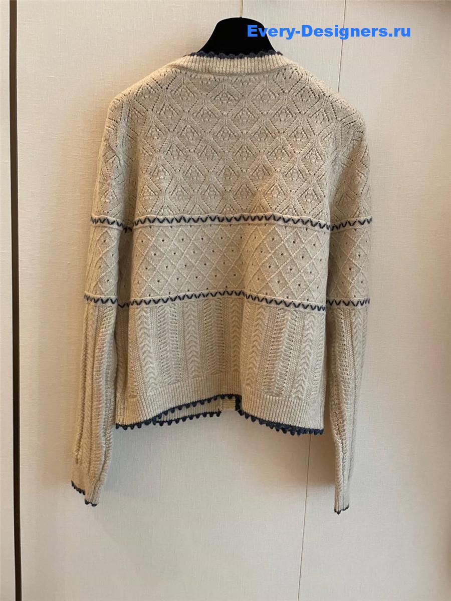 Ch**el crew neck knitted cardigan beige