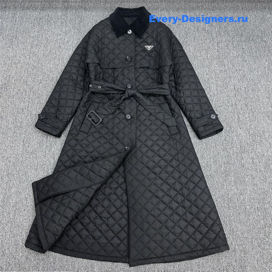 Pra*a quilted belted waist trench coat