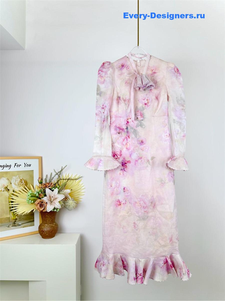 Zimm Crush Flower Midi Dress in Purple Floral
