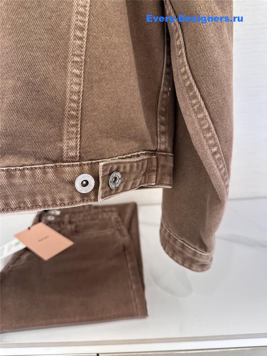 Miu Miu Brown Garment-Dyed Denim Blouson