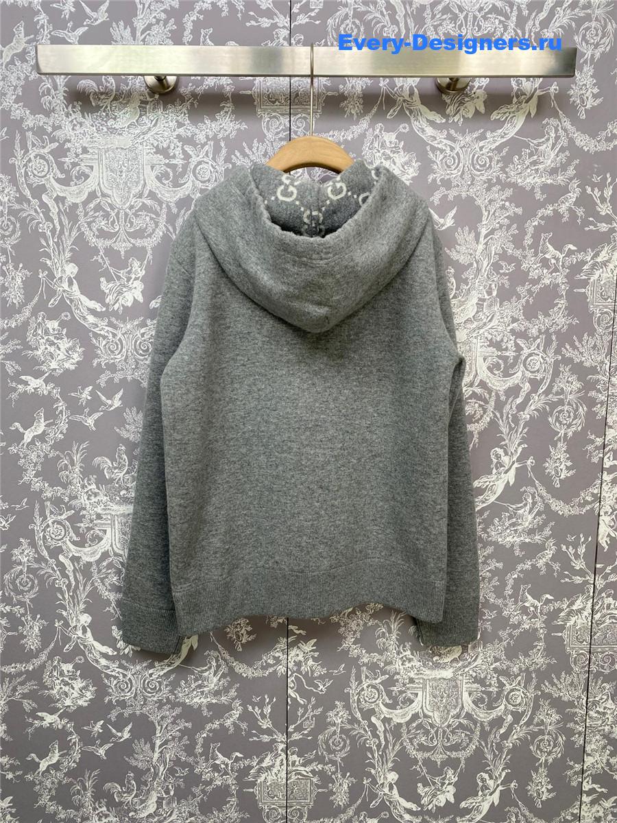 Gvc*1 gg wool hooded zip-up jacket in grey