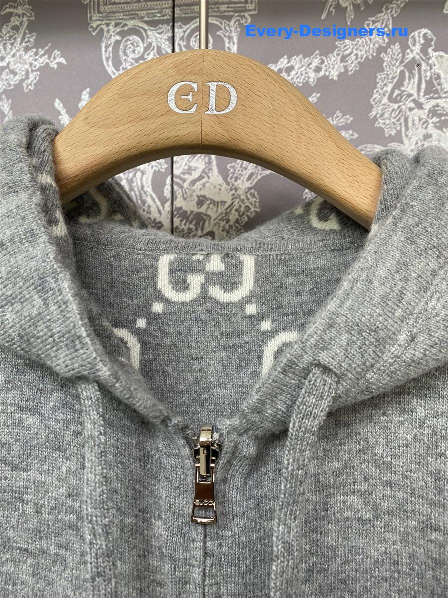 Gvc*1 gg wool hooded zip-up jacket in grey