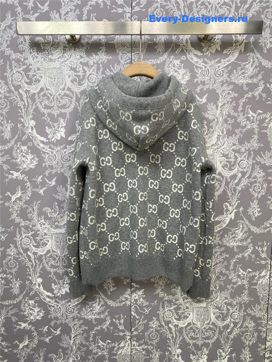 Gvc*1 gg wool hooded zip-up jacket in grey