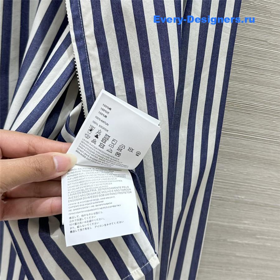 Miu Miu Embroidered Logo Striped Shirt Blue