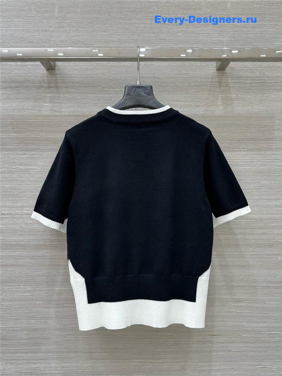 Miu Miu Black Knitted Crew-Neck Sweater