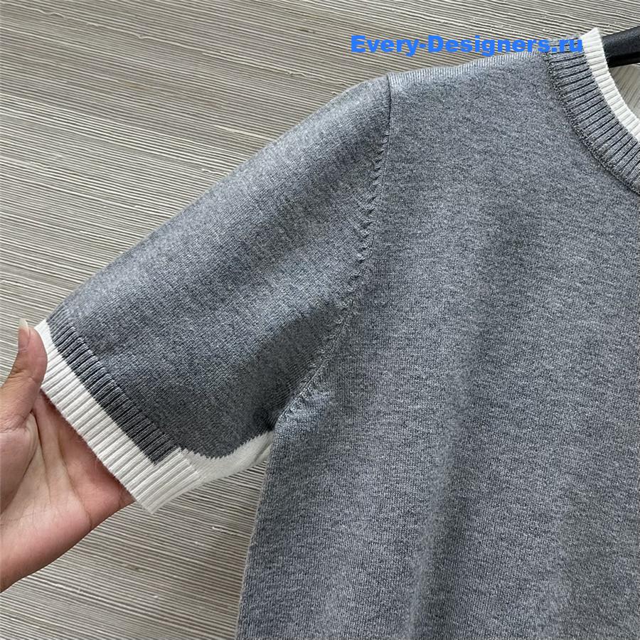 Miu Miu Gray Knitted Crew-Neck Sweater