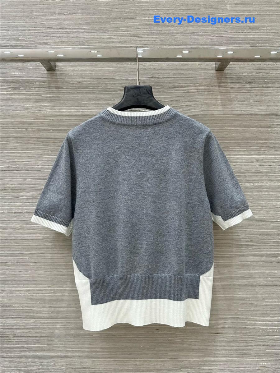 Miu Miu Gray Knitted Crew-Neck Sweater