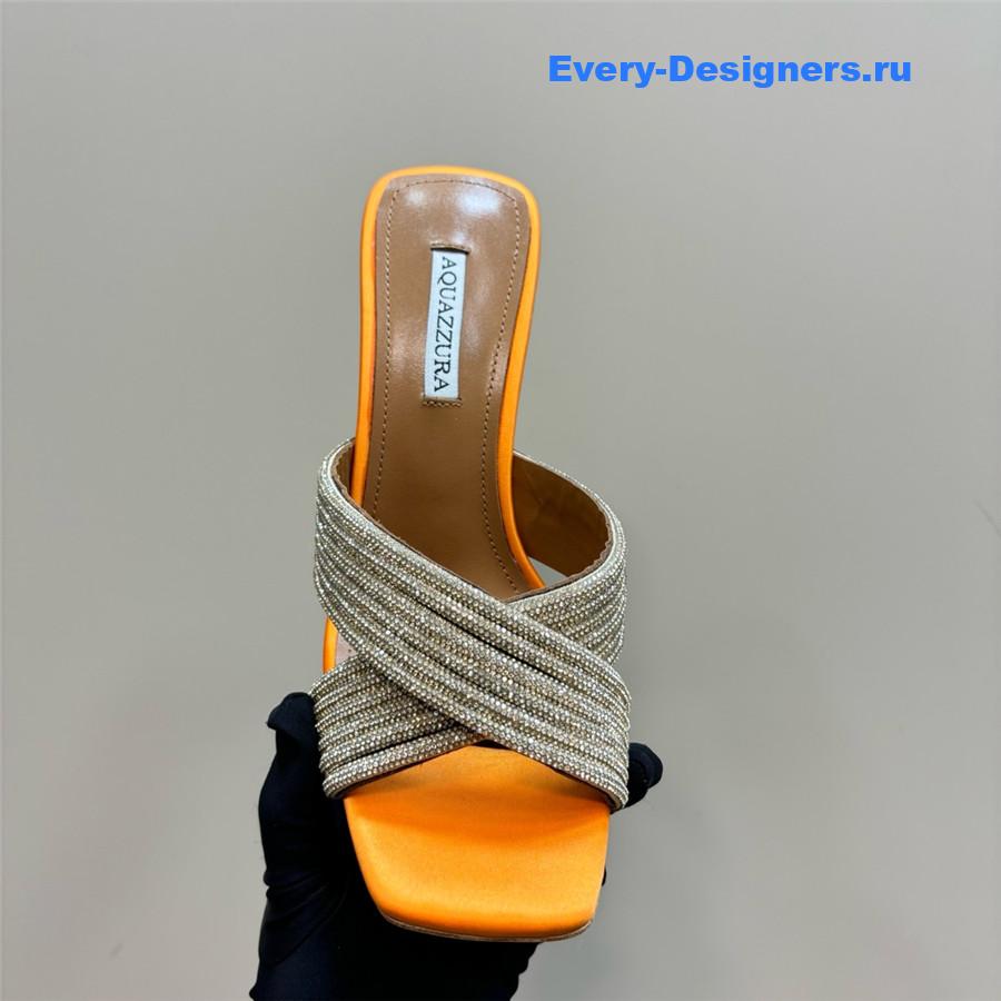 Aquazzura Gatsby Orange Silver Embellished Mule