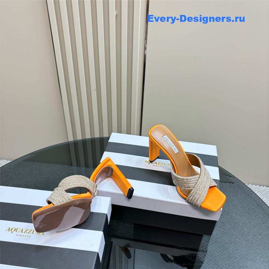Aquazzura Gatsby Orange Silver Embellished Mule