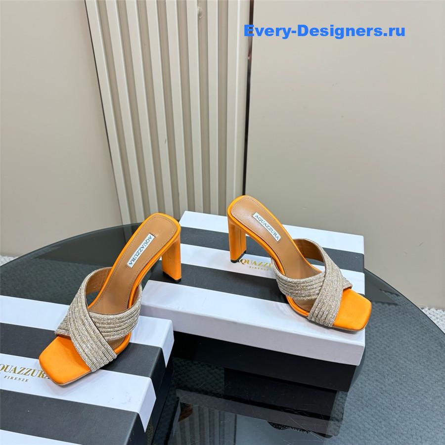 Aquazzura Gatsby Orange Silver Embellished Mule