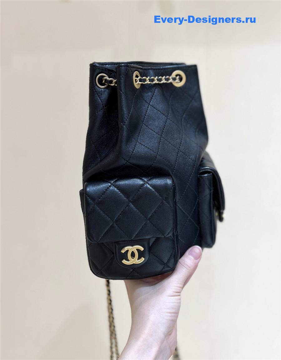 Ch**el black lambskin backpack