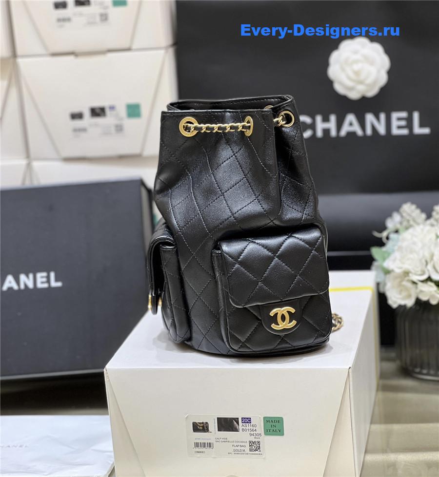 Ch**el black lambskin backpack