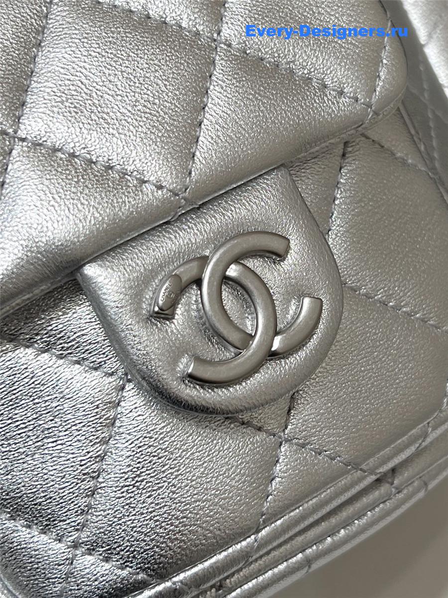 Ch**el silver lambskin backpack