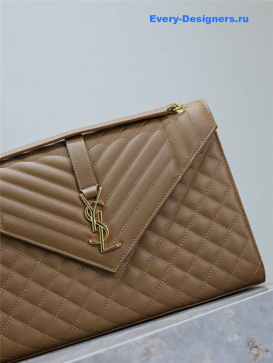 Sa1nt Lau*nt envelope triquilt large bag in brown