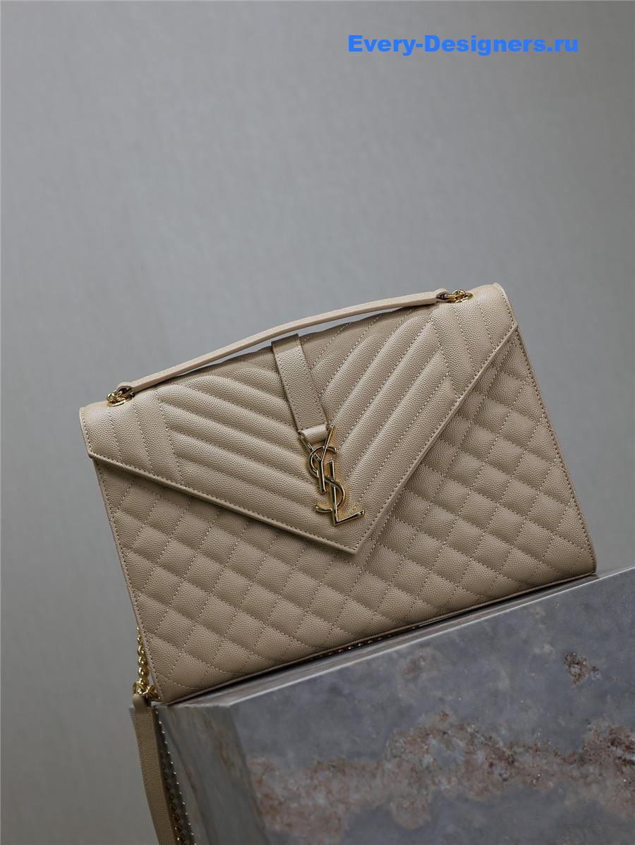 Sa1nt Lau*nt envelope triquilt large bag in beige