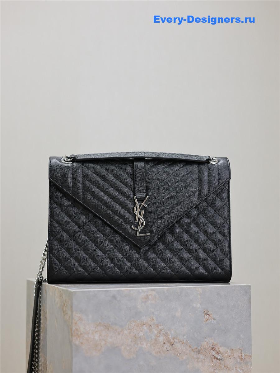 Sa1nt Lau*nt envelope triquilt large bag silver