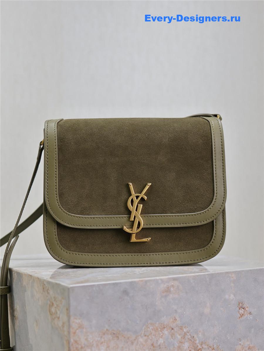 Sa1nt Lau*nt suede solferino satchel bag green