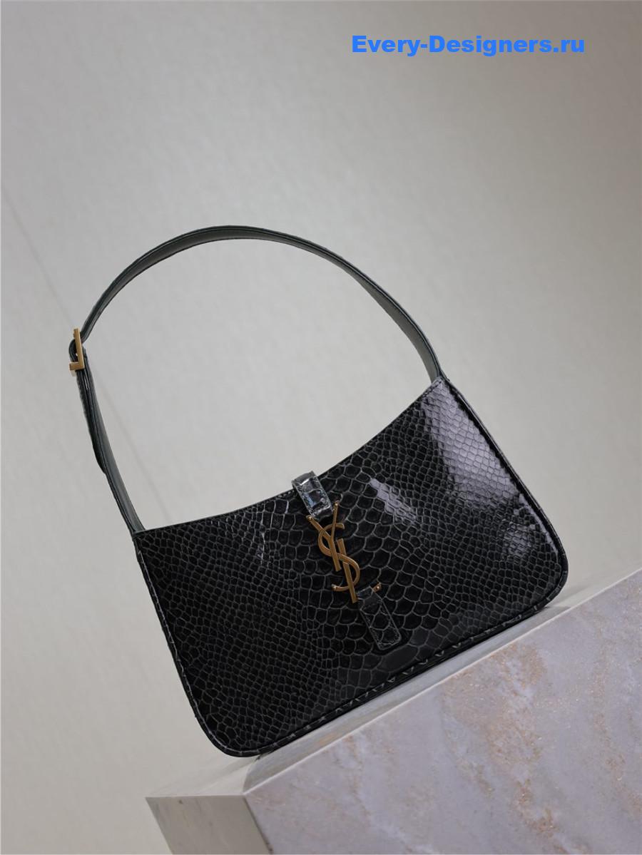 Sa1nt Lau*nt dark green croc-embossed le 5 à 7 hobo bag