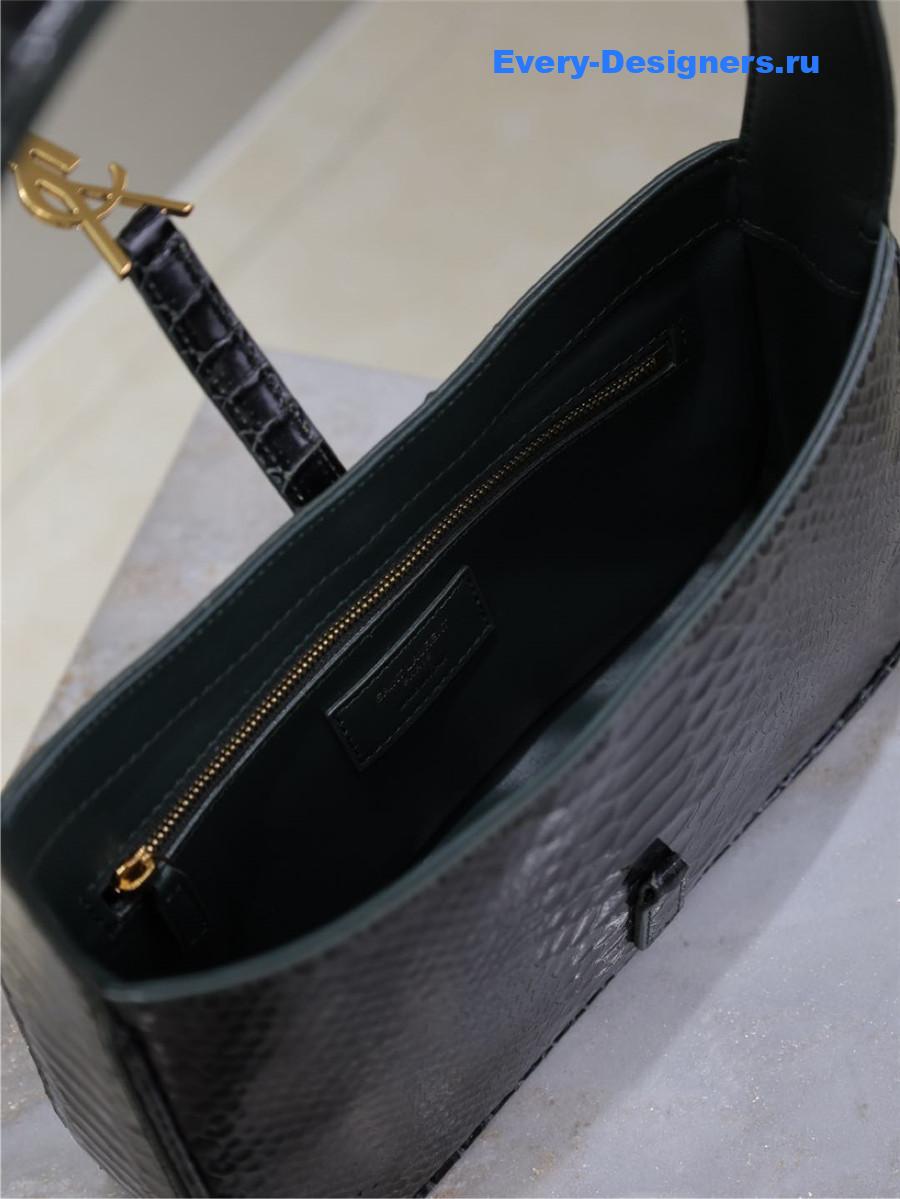 Sa1nt Lau*nt dark green croc-embossed le 5 à 7 hobo bag