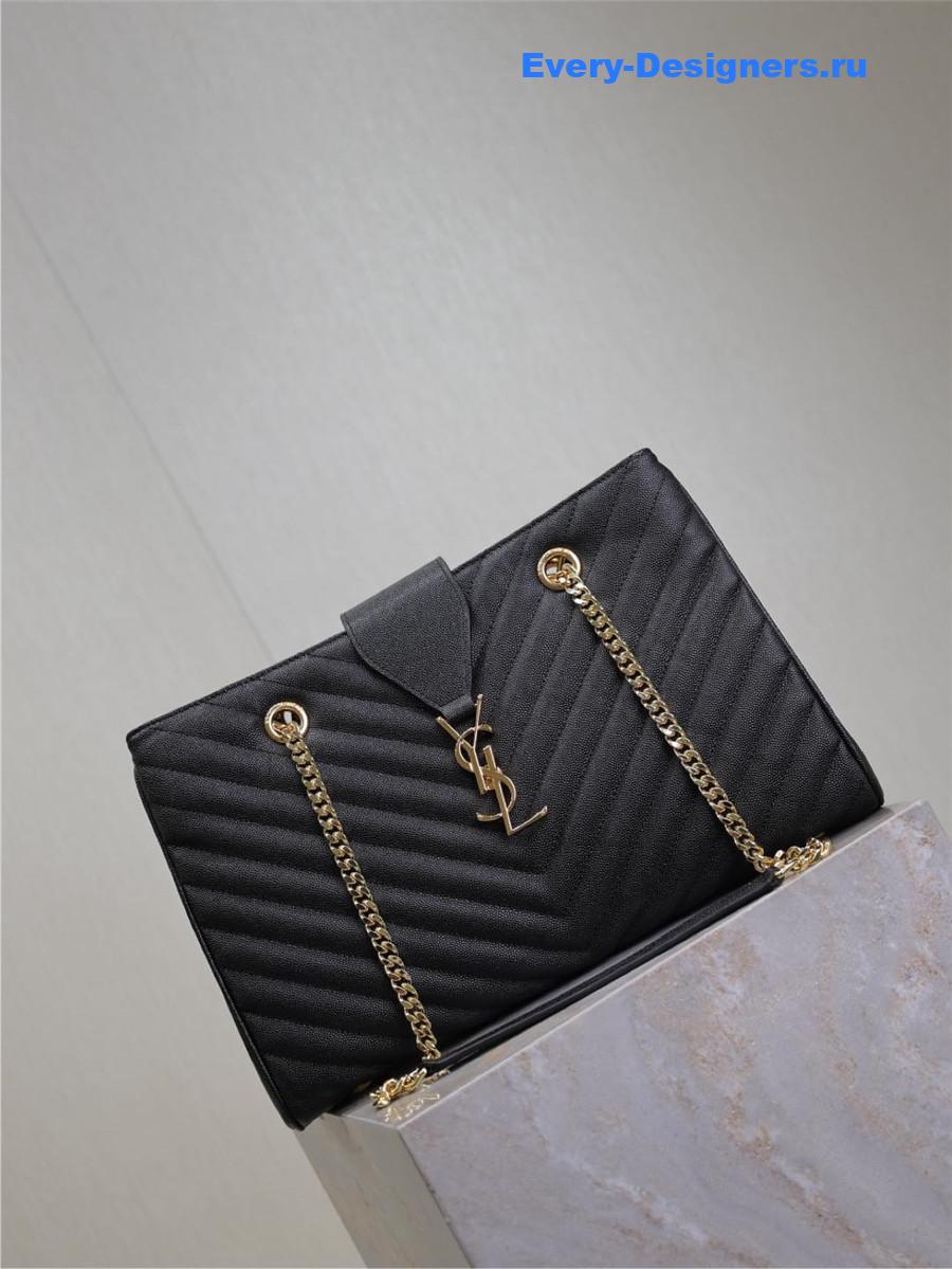 Sa1nt Lau*nt black chevron quilted monogram tote