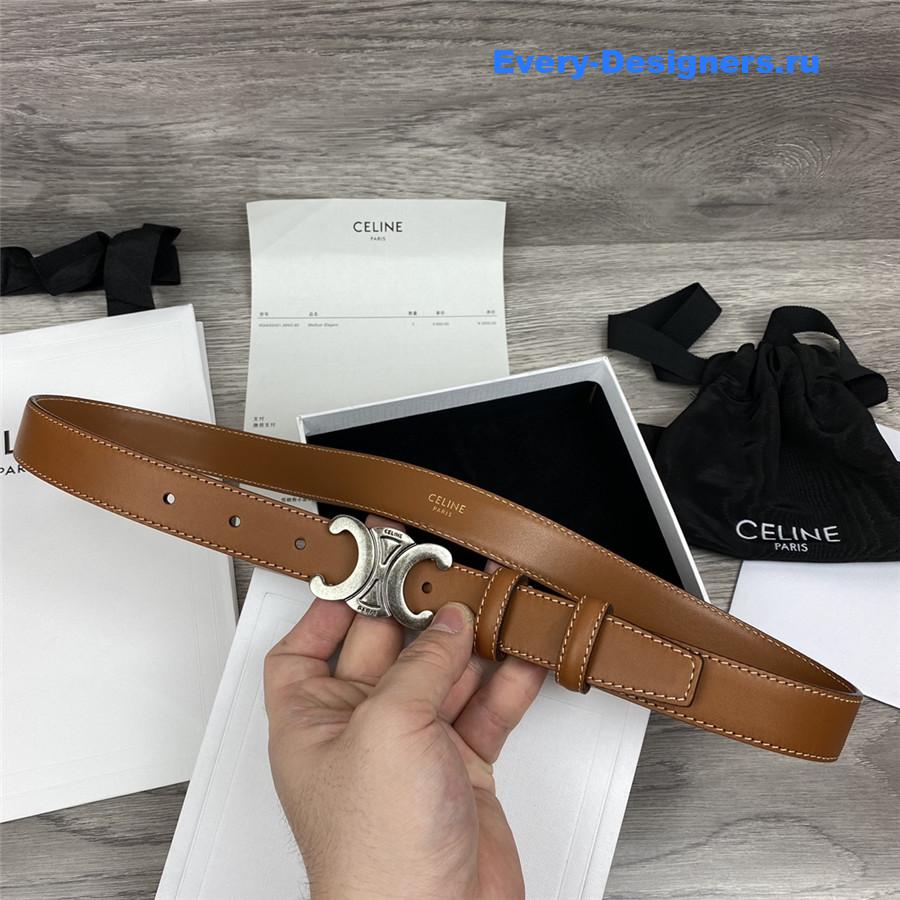 Ce1i*e brown leather macadam buckle belt