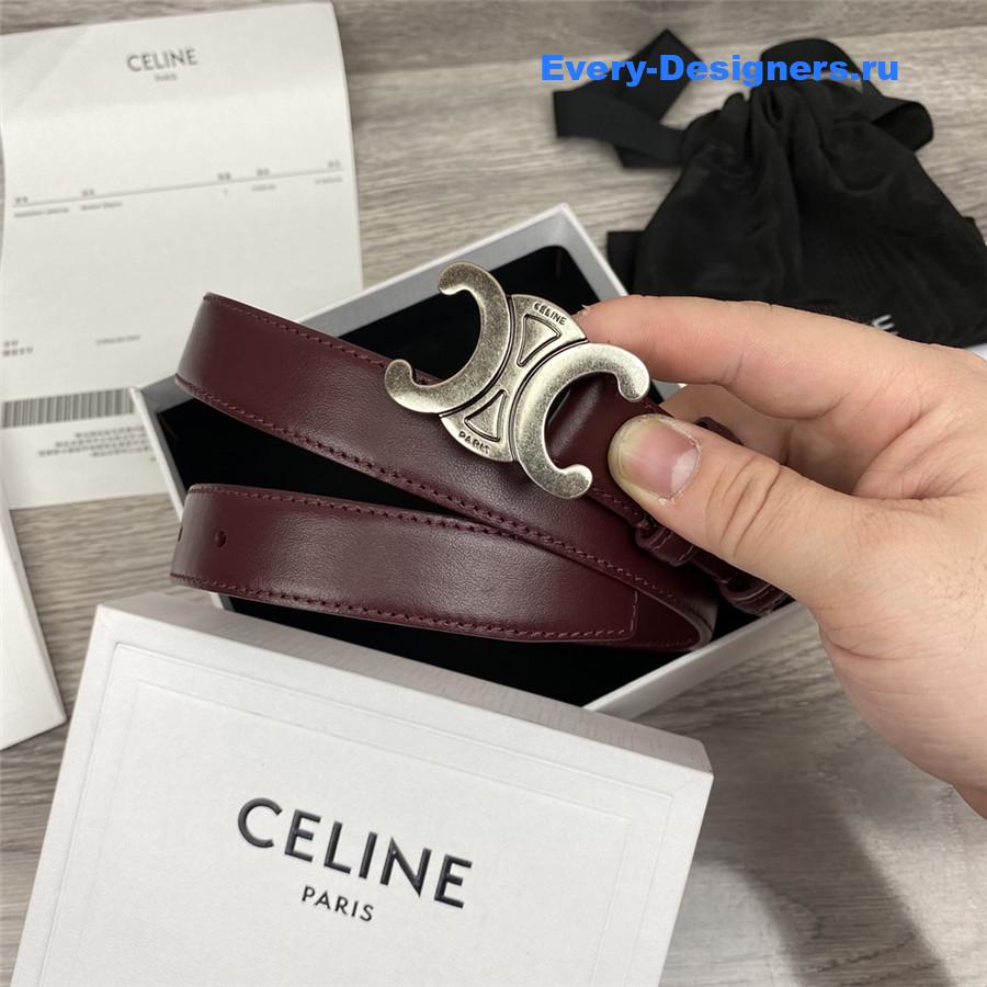 Ce1i*e burgundy leather macadam buckle belt