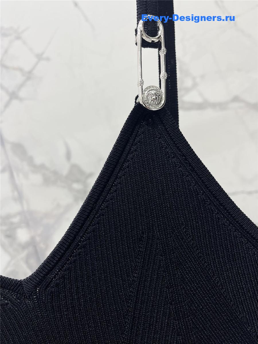 Versace Stretch Black Suspender Dress