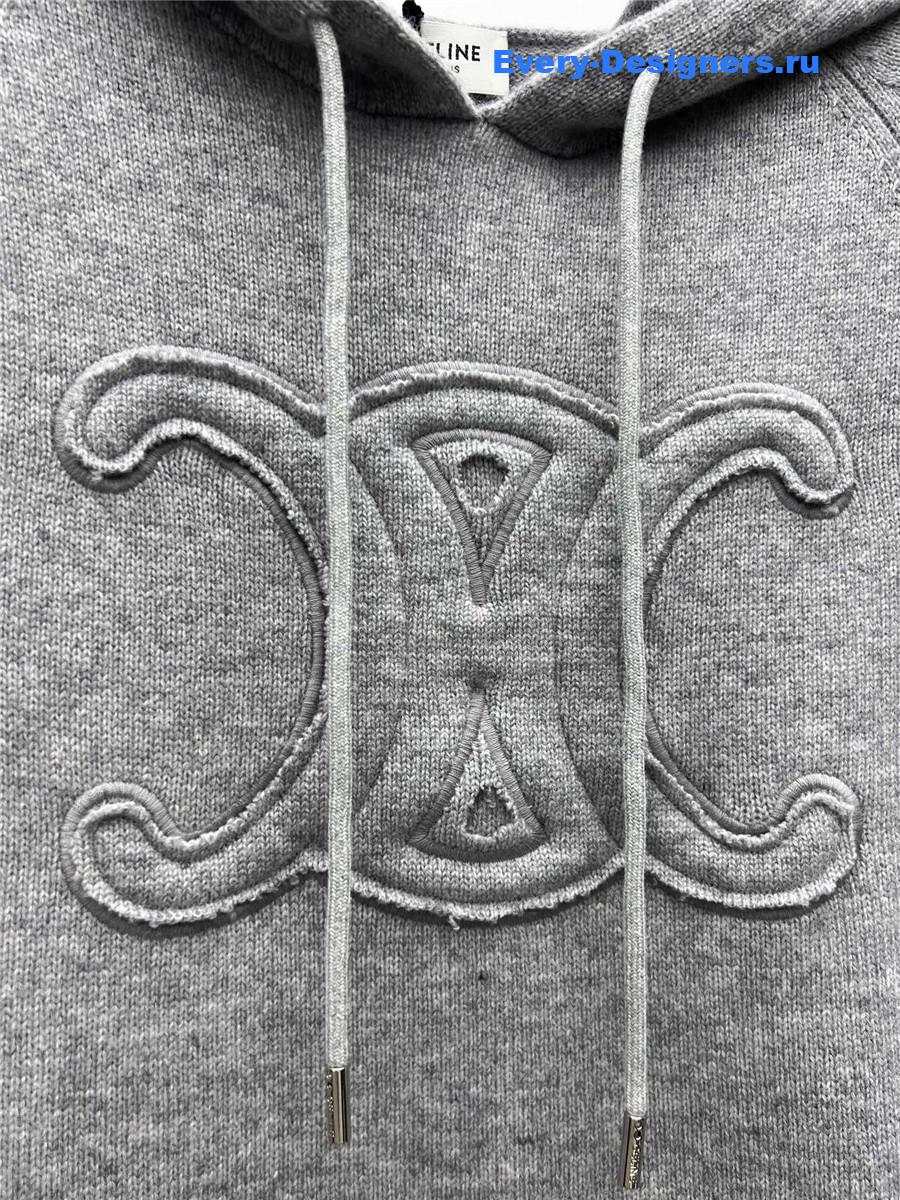 Ce1i*e grey cashmere knitted hoodie