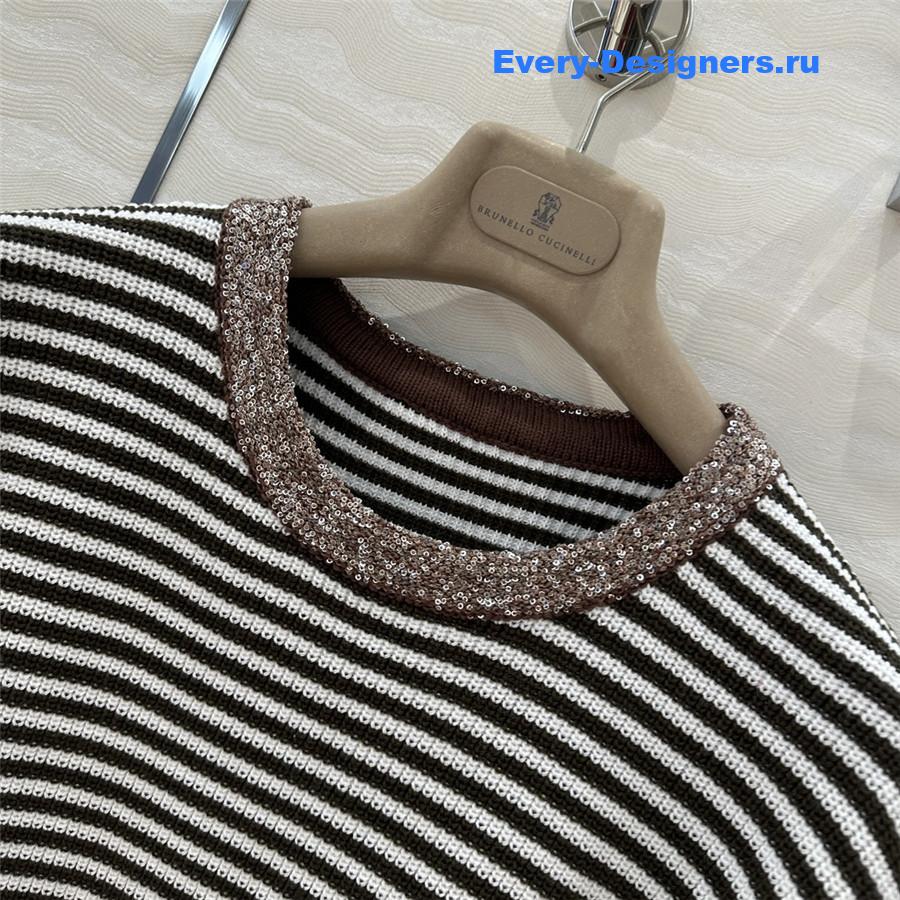 BC Embellished Striped Cotton Sweater Top