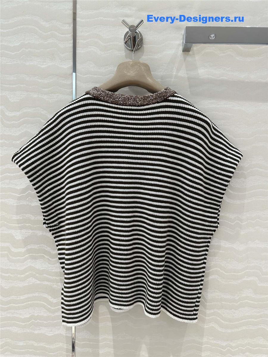 BC Embellished Striped Cotton Sweater Top